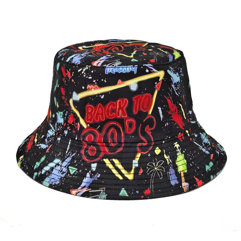 

80s Vintage Printed Fisherman Hat With Sun Protection For Spring And Summer Wear