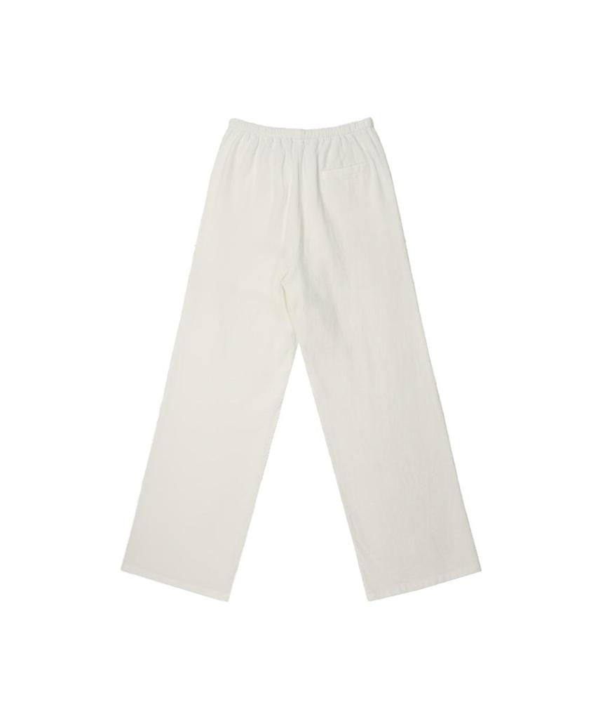 VIKINI VENDER Slush Linen Elastic Waist Wide Pants - White