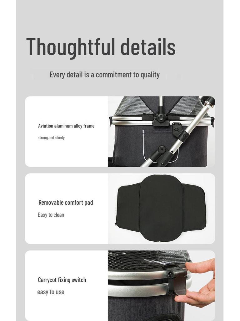 Double-Layer Pet Stroller: Spacious Design for Multiple Cats & Dogs, Removable Carriage