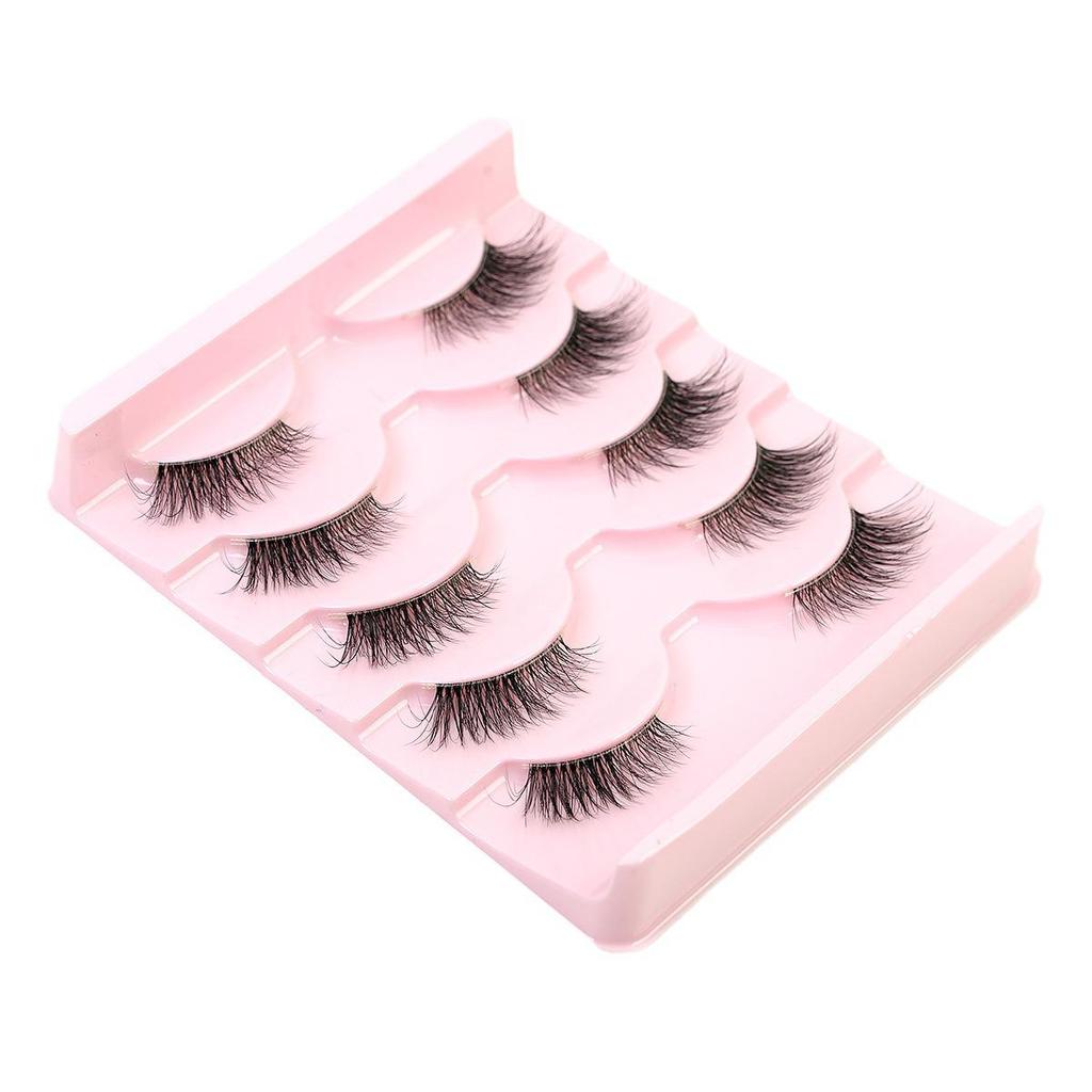Cross-Border Cat-Eye Clear Band False Eyelashes - Natural, Dense, Half-Length with Extended Eye Tail
