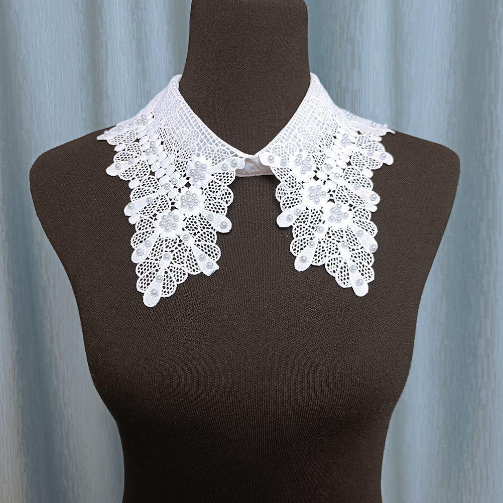 Outer Front Button-Up Shirt Collar Korean Version White Shirt Collar Versatile Hollow Lace Collar Fake Collar Niche Decorative Collar