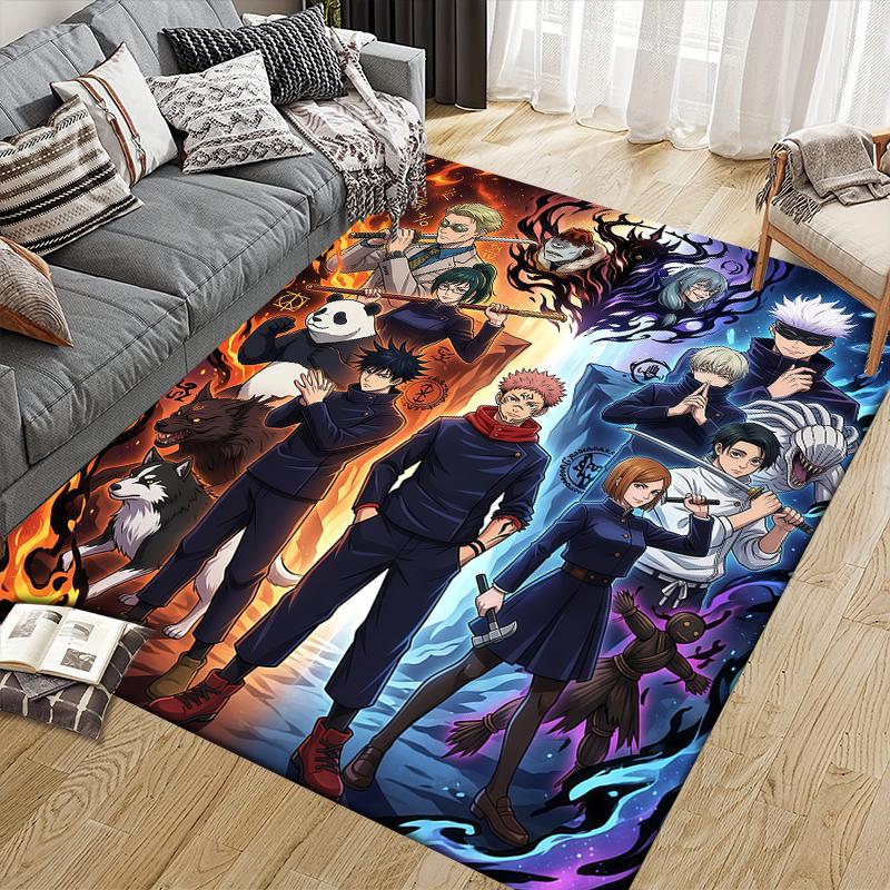 

Dark Multi-Character Jujutsu Kaisen Pattern Square Carpet,Area Rug,Carpet Rug for Living Room Bedroom Sofa Playroom Decor,Non-slip Floor Mat 40x60cm( 15x23in )