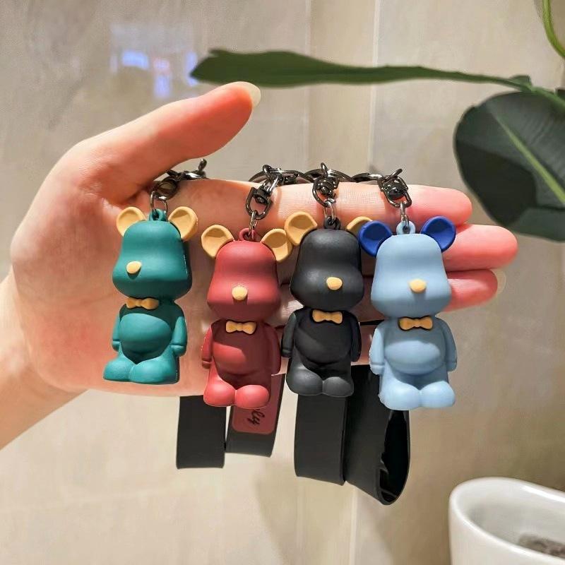 Trendiger Niedlicher PVC Fliege Bär Schlüsselanhänger Kawai Cartoon Tier Schlüsselanhänger Entzückender Taschenanhänger Schlüsselhalter Autoschlüsselanhänger