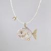 European Retro Ocean Series Whale & Goldfish Pendant Necklace, 18K Gold-Plated Copper