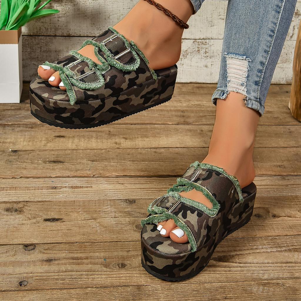 Sommer Pantoletten mit runder Spitze und weicher Ferse Cowboygürtel Steg-Sandalen Pantoletten Damen Sommer Draußen Damensandalen Übergröße