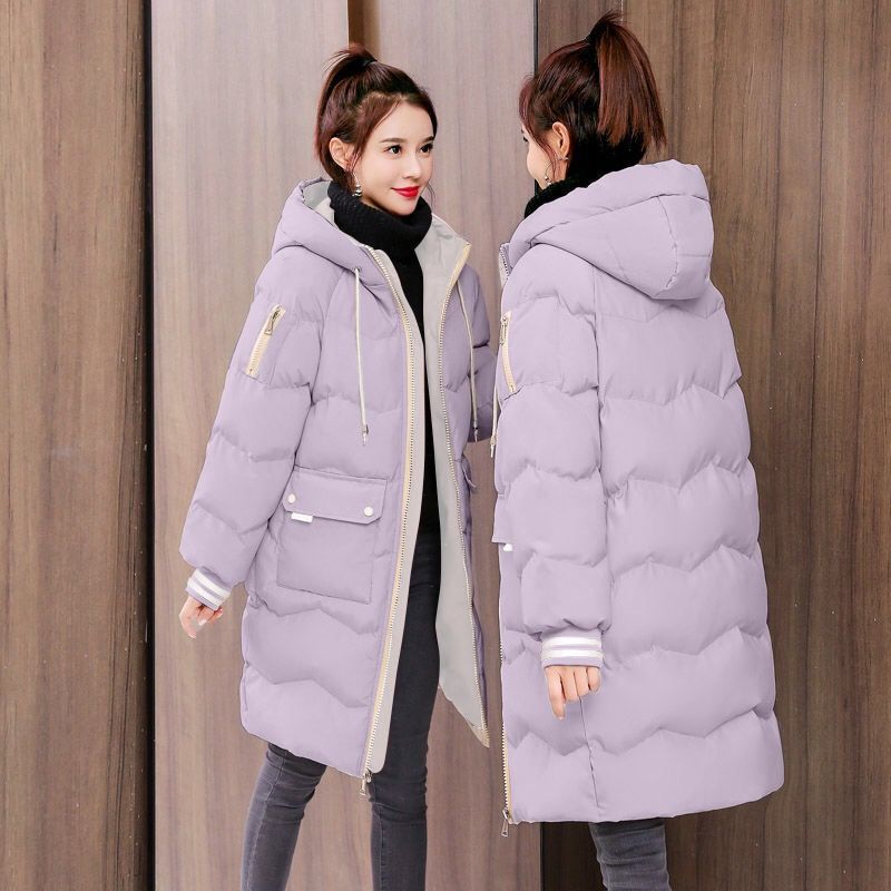 

Medium and long bread clothes women s new loose down padded jacket thickened winter coat padded clothes women 4XL [165-95kg] фиолетовый