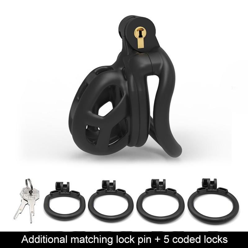 Men's Resin Nylon Chastity Belt Set with 4 Cock Penis Rings Sleeve Lock Cobra Cock Cage with Keys Male Extreme Bondage Sex Toys