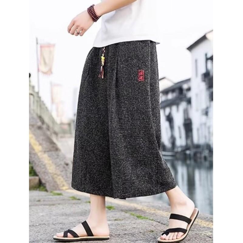 

Men s Summer Ice-Silk Quick-Dry Casual 7/8-Length Shorts, Sports Shorts, 7/8-Length Beach Shorts XS чёрный