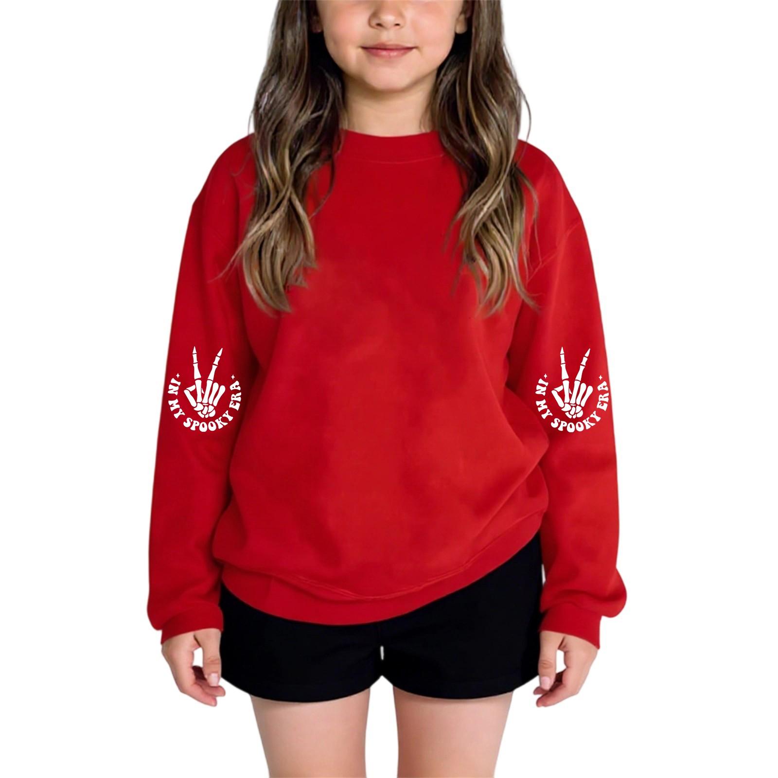 

Детские модные повседневные универсальные повседневные толстовки с круглым вырезом для мальчиков и девочек, повседневные лоскутные топы с длинными рукавами, свитшоты 110 красный