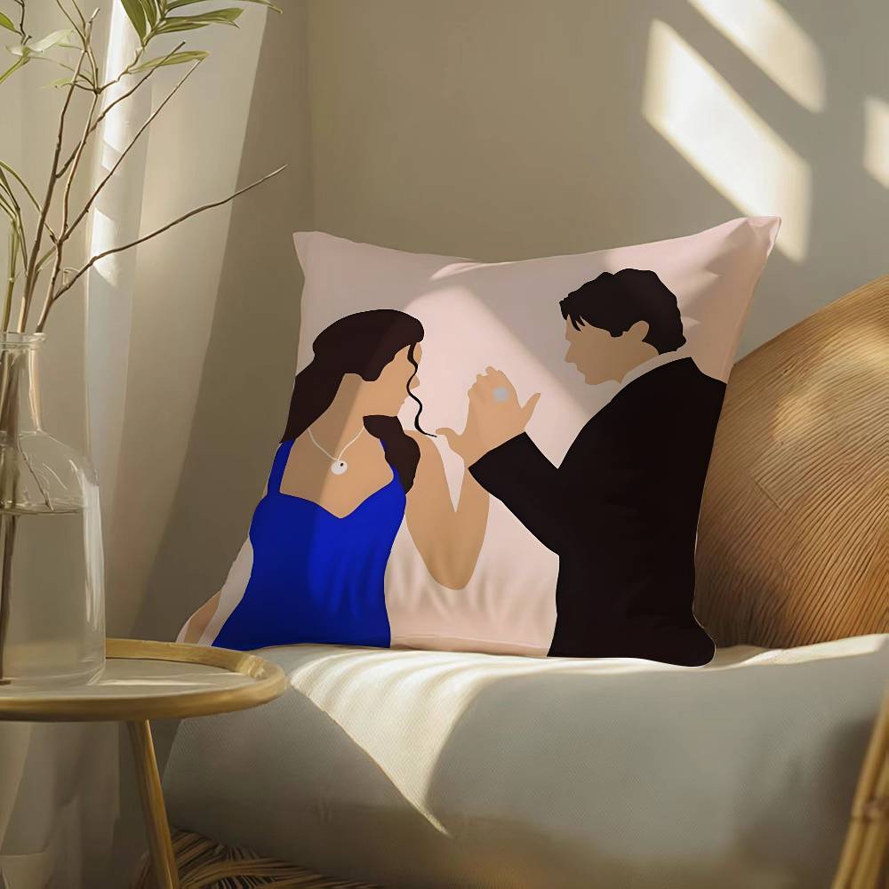 Film The Vampire Diaries-D Kuddfodral Silkeslent elegant Bekväm Soffsäng Osynlig dragkedja Strandkuddfodral