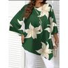 Large Size Print Is Irregular. Mid-length Sleeve Crew Neck Top