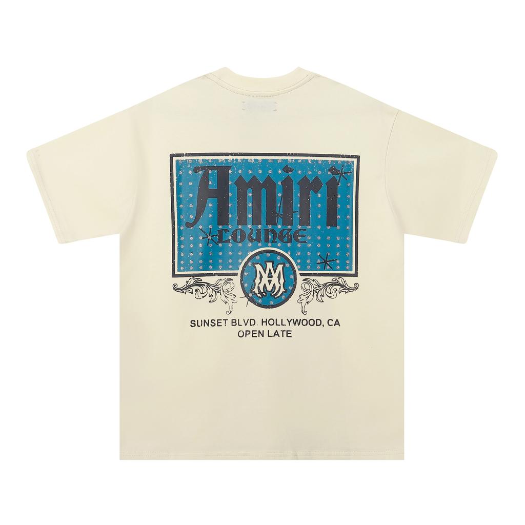 732 Amiri 2025 Sommar Ny Herr- och Dam Lös Högkvalitativ Bomull Plus Size T-shirt Par T-shirt