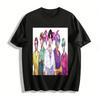 Retro Cool Boy Group Print Short Sleeve T-Shirt Trendy Anime Style Loose Casual Unisex Top Pure Cotton T-shirt