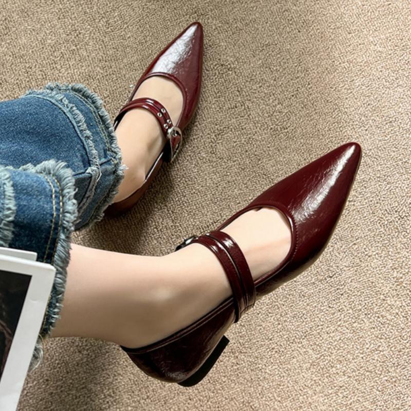 Modedesigner Damen Flats 2025 Frühling Neu Retro Spitzschuh Damen Schuhe Elegant Temperament Bequeme Schnalle Damen Flats