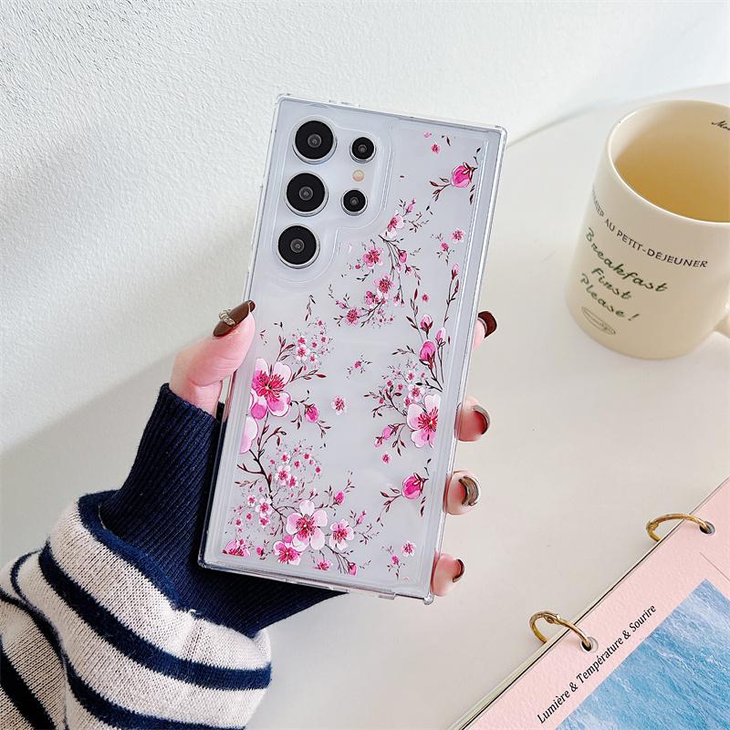 Blumen Transparente Handyhülle Für Samsung Galaxy S24 S23 S22 Plus Note 20 Ultra S21 S20 FE Silikon Weiche TPU Rückseite