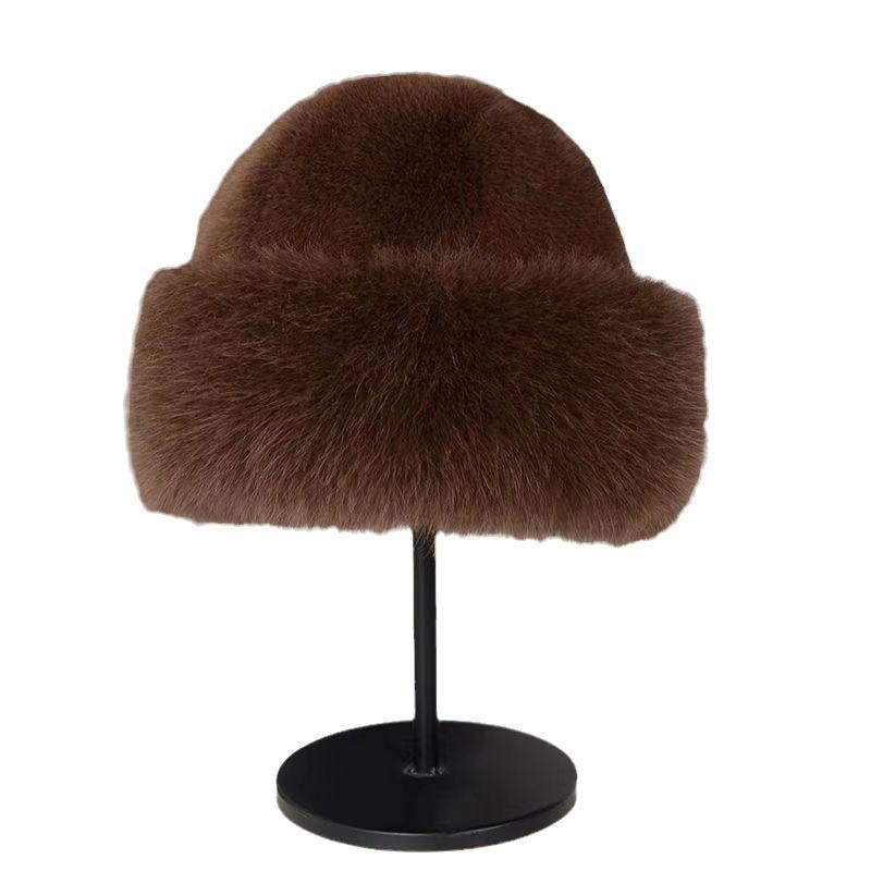Hat Women's Winter Thickened Warm Imitation Fur Fashion Simple Mongolian Hat Imitation Mink Women Warm Fashion Hundred
