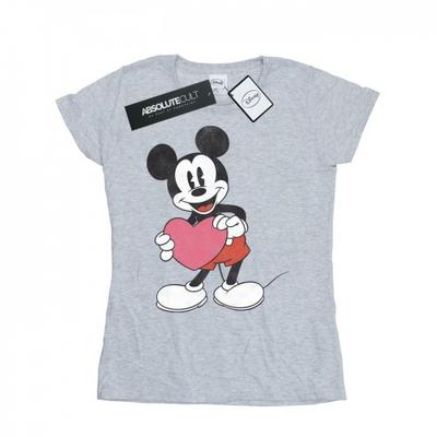 Damen/Damen Mickey Mouse Valentine Heart Baumwoll-T-Shirt