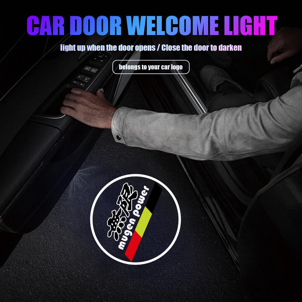 kxhsr6 1/2pcs LED Car Emblem Door Welcome Light Badge Projector Lamp For Honda Mugen Civic Fit Jazz CR-V RR Odyssey Accord City Pilot