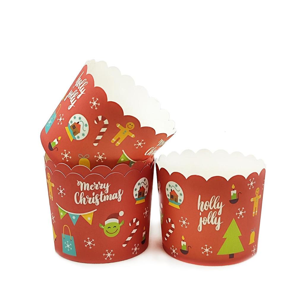 Heat-Resistant Christmas Muffin Cups - Medium Size, 50 pcs for Oven-Baking