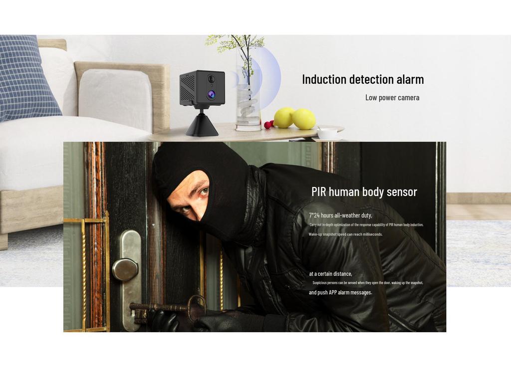 2M 4G Low-Power Indoor Wireless Camera with Battery