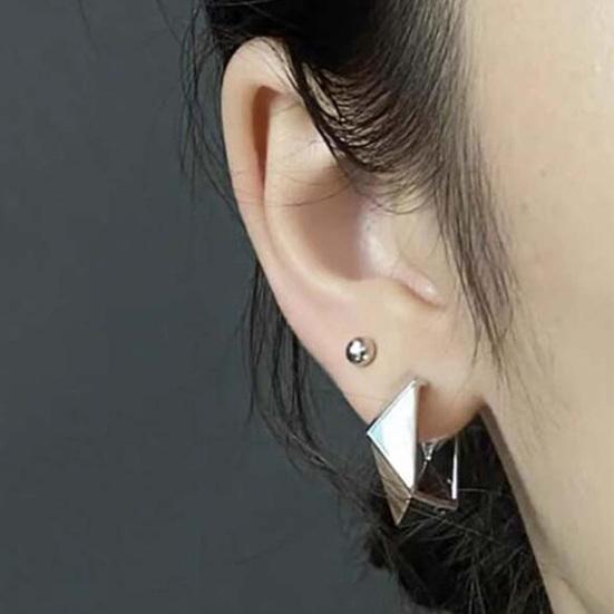 1 Pair Hoop Earrings for Women, Thick Chunky Geometric Rhombus Earrings, Statement Small Huggie Hoop Earring