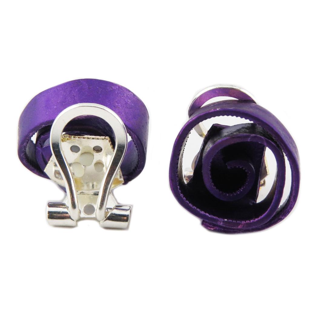 Les Trésors De Lily [R1237] - Purple 'Aluminirock' Artisanal Clips / Earrings - 1.5 Cm