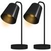 Table Lamp Set, 2 Pieces, Modern Lamps with USB-A and USB-C Port for Bedroom, Living Room & Office, Black
