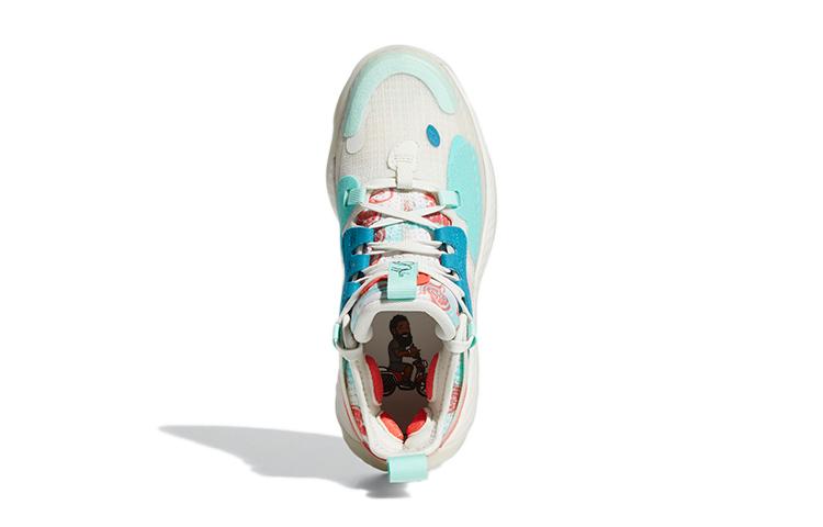 Adidas Harden Vol.5 Fabric Abrasion Resistant Low top Children's Basketball Shoes White Green Red FZ5454