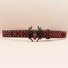 Leopard Print Rhinestone Punk Leather Belt - Y2K Style Women's Decorative Waistband