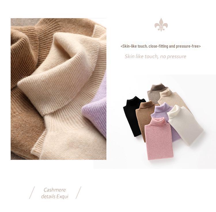 Women's High-Neck Cashmere Wool Pullover - Thick, Solid Color, Loose Fit, Autumn/Winter Sweater
