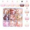 216pcs Glossy Finish Fake Feet Toenails Short Square Shape False Toenails Kit  Party Wear