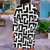 Women Plus Size V Neck Long Sleeve Abstract Printed Fitted Straight Dress