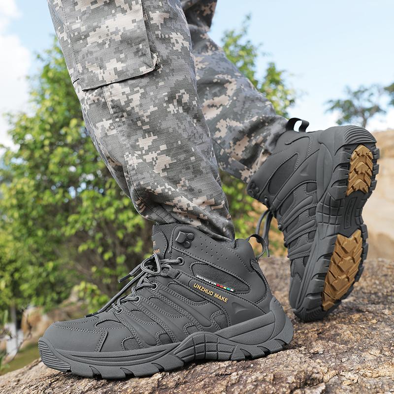 Boots Men's High Top Outdoor Hiking Travel Non Slip Boots Men PU Fashion Leisure Large Sneaker