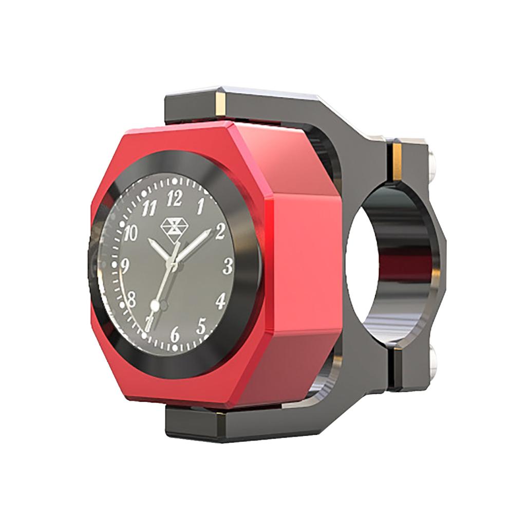 High Quality CNC Aluminum Alloy 4Color 22-28mm Adjustable Motorcycle Waterproof Luminous Handlebar Mount Clock