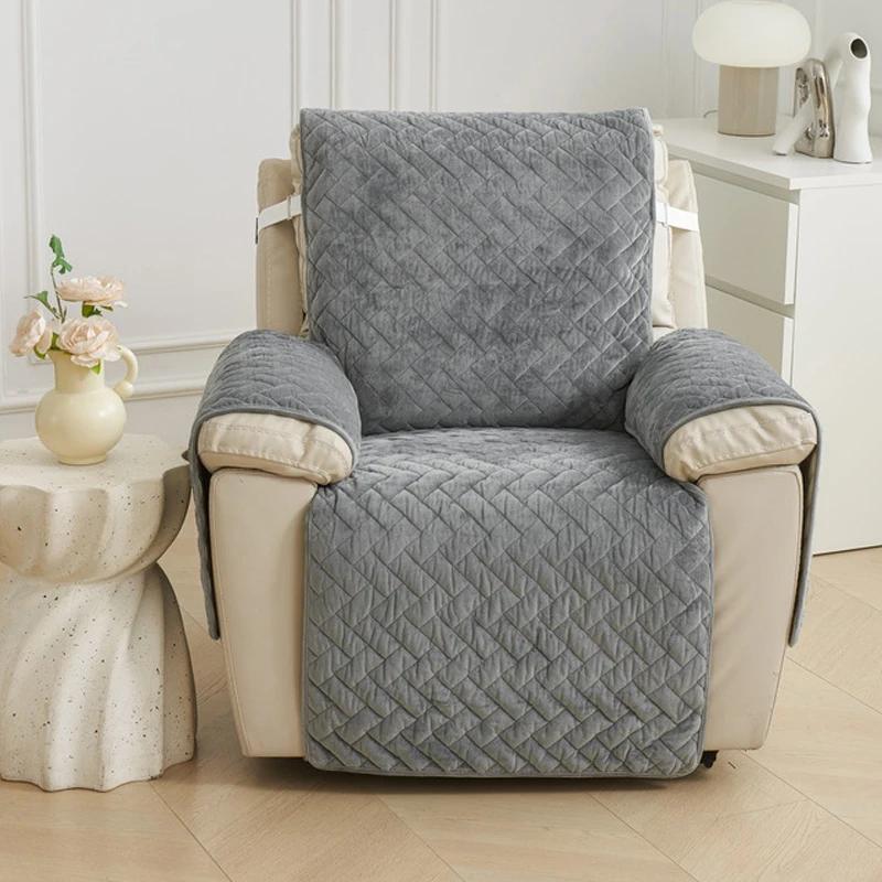 

1/2/3 Seater Recliner Sofa Covers Pets Kid Anti-wear Armchair Slipcovers Non-slip Short Plush Sofa Towel Furniture Protector S 61x185 cm