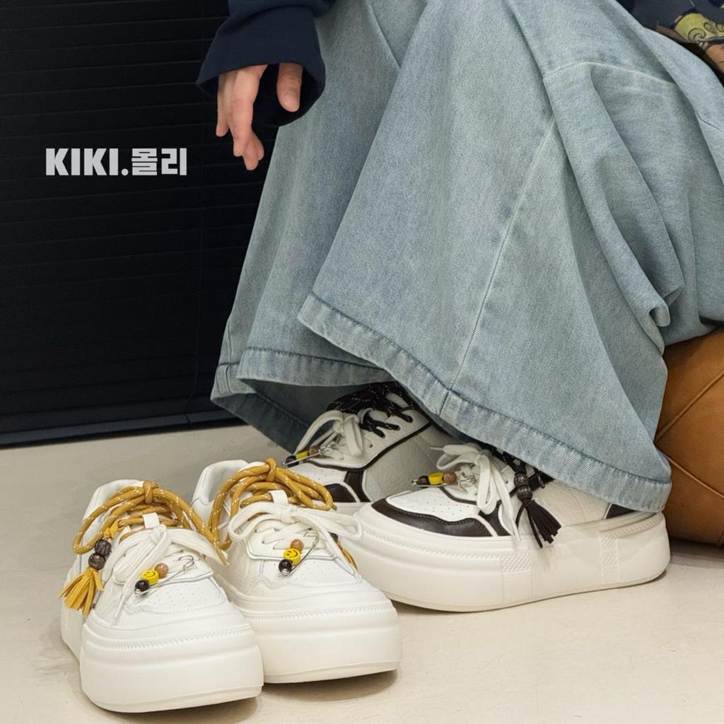 Platform Muffin Board Shoes Women's Ins Tide 2025 Early Autumn New Retro Color Matching Heightening Leather Casual Sports Shoes Women