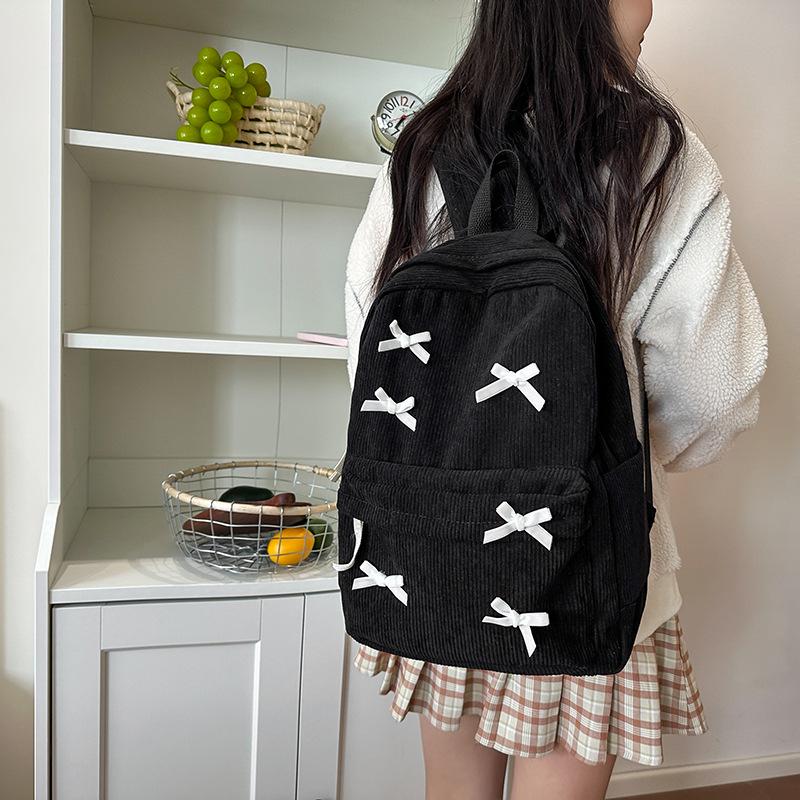 Japoński plecak szkolny z kokardą - stylowy plecak dla uczniów szkół średnich i wyższych