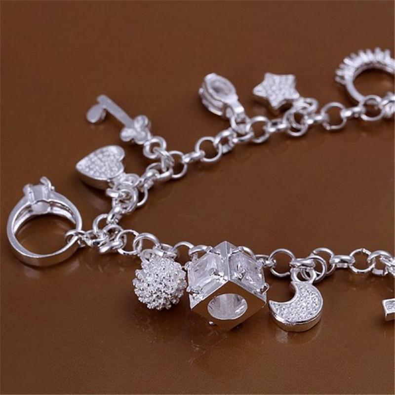 925 Sterling Silver Hot Sale Valentine Gift Charm  Color Jewelry Fashion Bracelets Cute Women Lady Wedding Charms