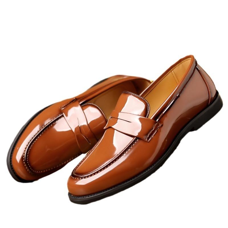 Men's wedding banquet formal leather shoes Korean style trendy pointed breathable mesh casual business leather shoes