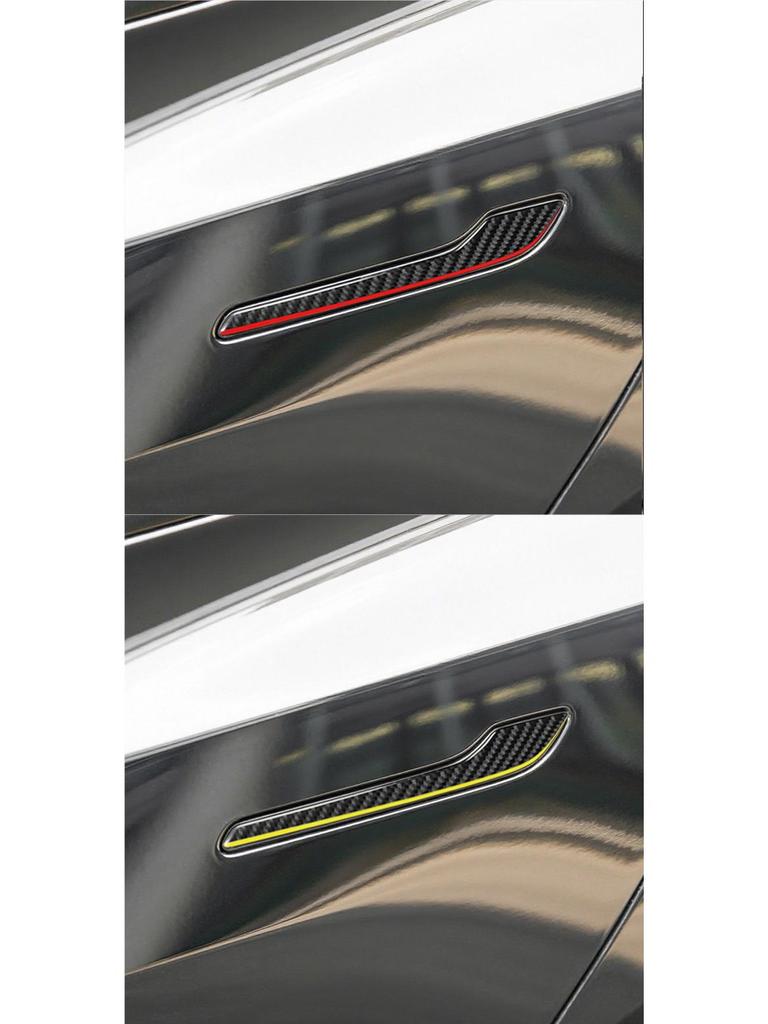 Schwarze Carbonfaser Außen Türgriff Aufkleber für Tesla Model 3/Y (2017-2022)
