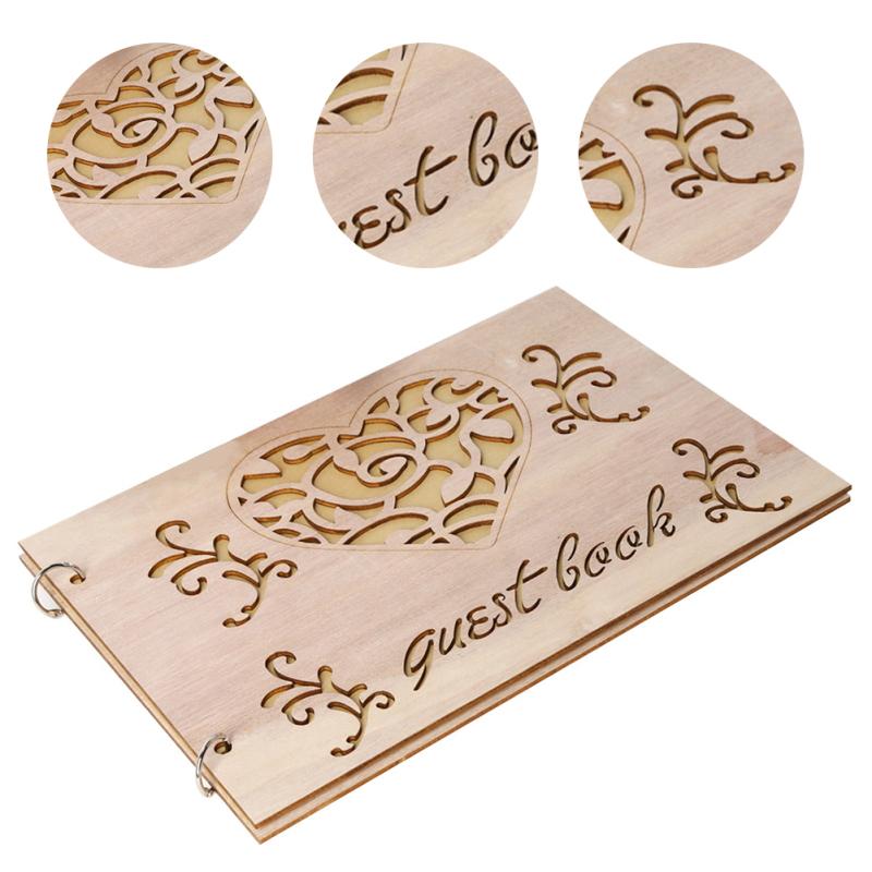 Boxwood Wedding Guestbook Notepad Hollow Design Rustic Style Memorial Sign-in Book 20 Inner Pages
