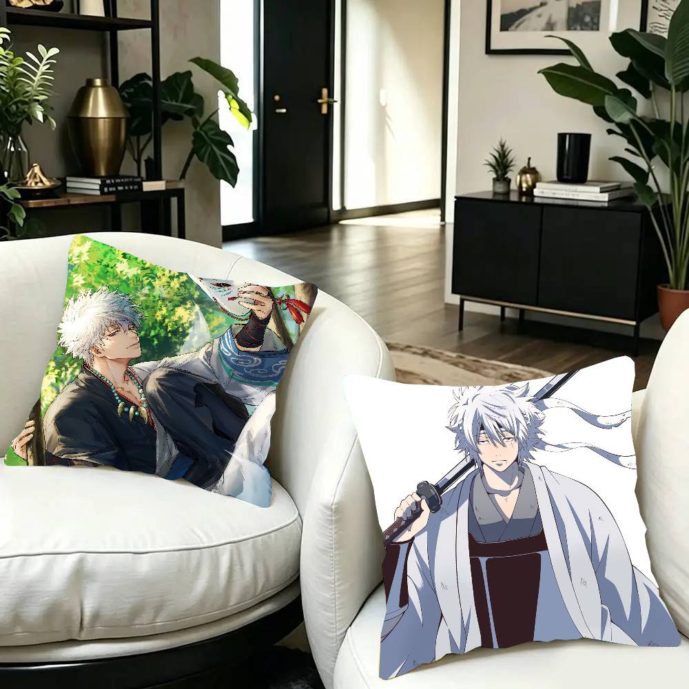 Anime Sakata Gintoki Pillow Case Fashion Square Pillowcase Bedroom Sofa Room Ins Decoration Leisure