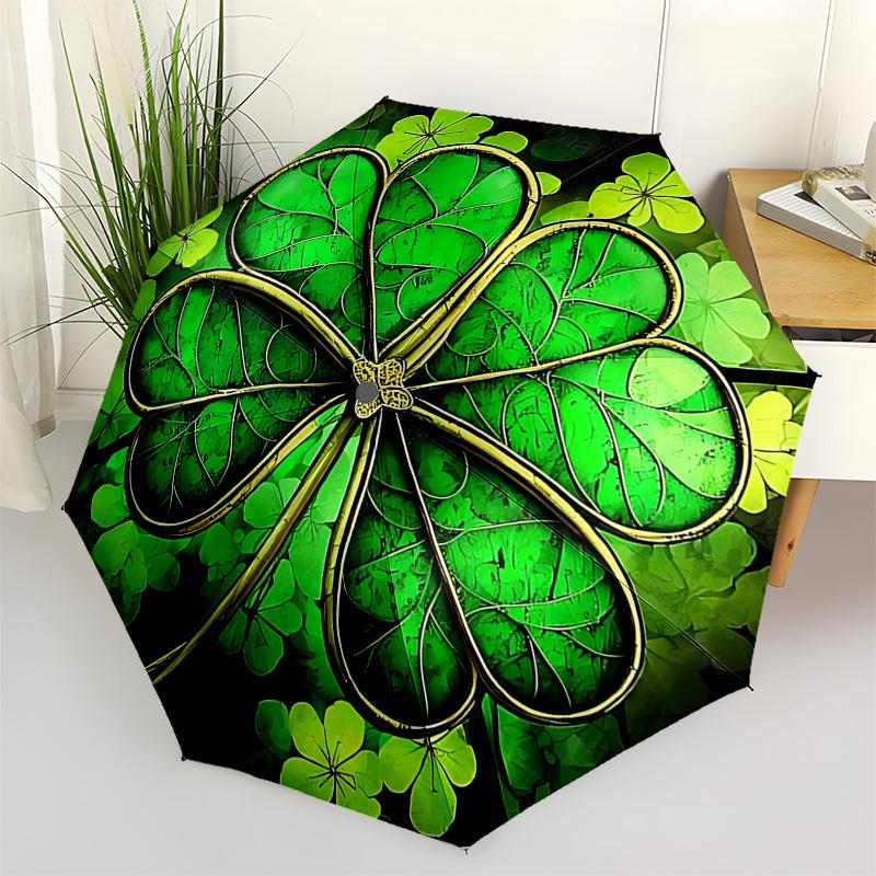 

Lucky CloverThemed Automatic Opening and Closing Umbrella 8 Ribs, Suitable for Leisure and Going Out, Outdoor Accessory, Gothic Style, Fas