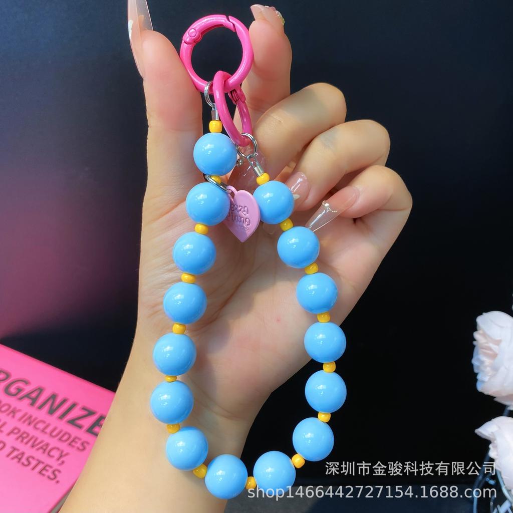 Neue Koreanische Version Ins Kreative Dopamin Handy-Hängekette Perlen-Herz-Handy-Riemen Acryl-Handy-Kette