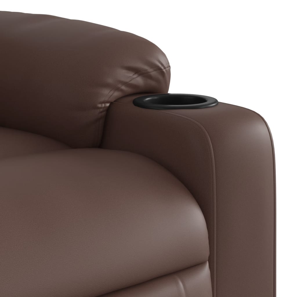 Recliner Chair with Lift Assistance Brown Faux Leather