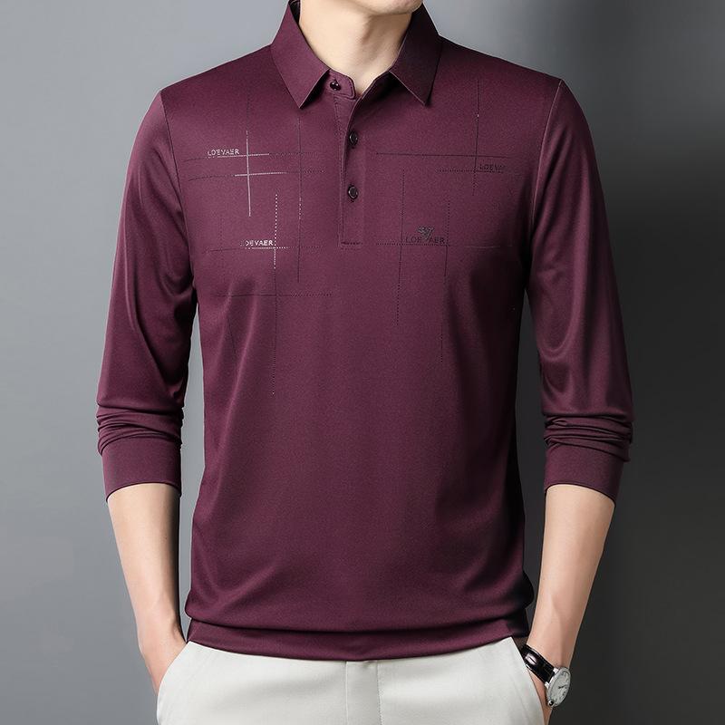 Мужская футболка с длинными рукавами из ледяного шелка и хлопка с лазерным принтом — фото 4