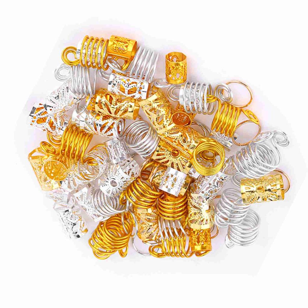 90pcs Hair Braid Rings Dreadlock Three Ply Hair Clips Loops Decoration for Women & Girls