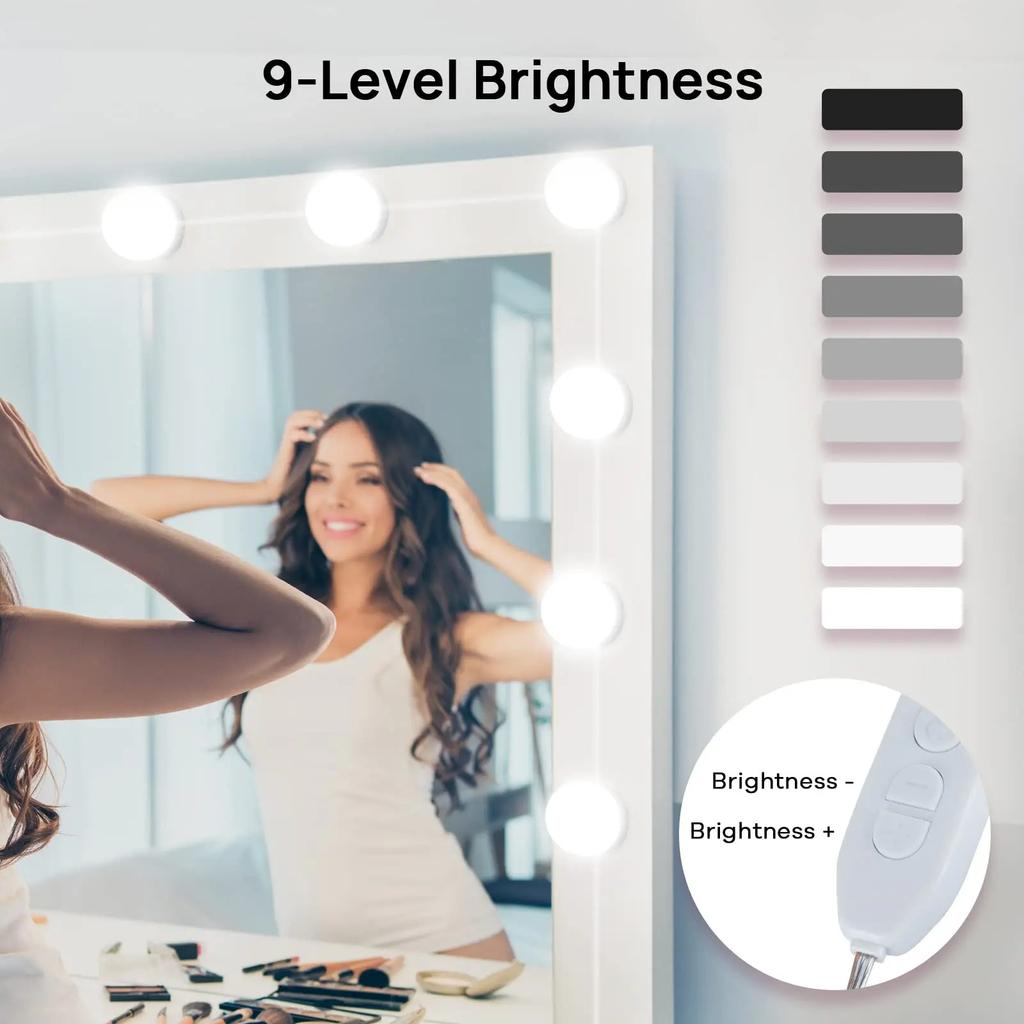 IRALAN  Modern Makeup Mirror LED Light Bulbs Vanity Lights USB Charging Bathroom Dressing Table Lighting Dimmable Mirror Light