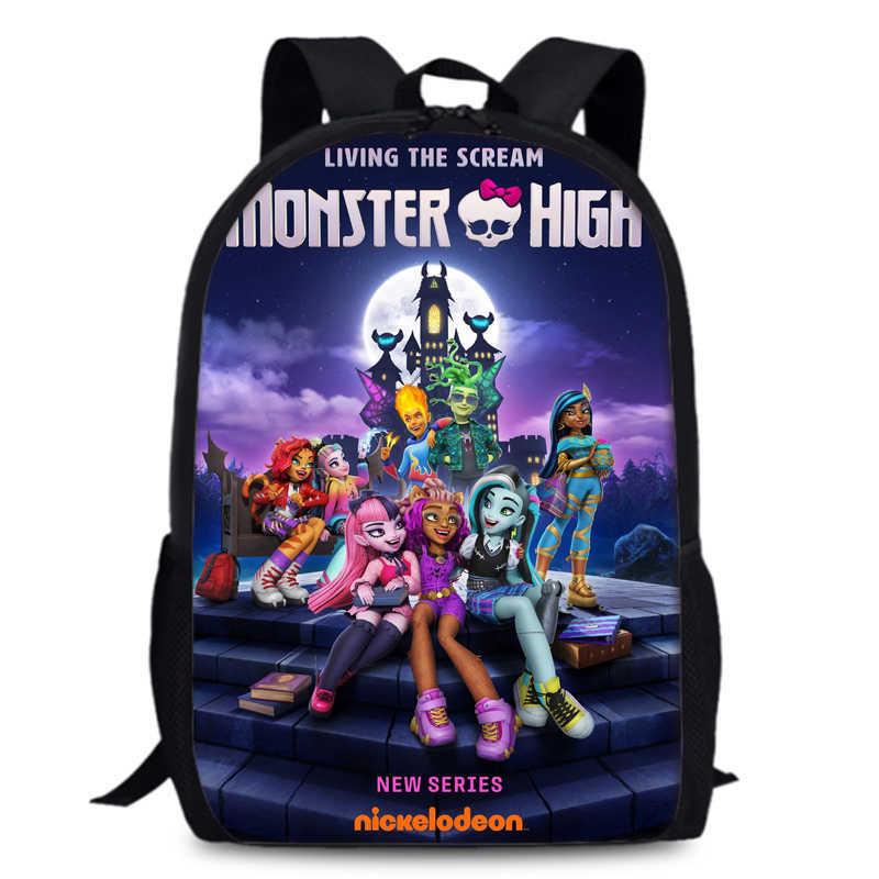 Monster High Unisex 15in Backpack Ergonomic Support Oxford Fabric Schoolbag