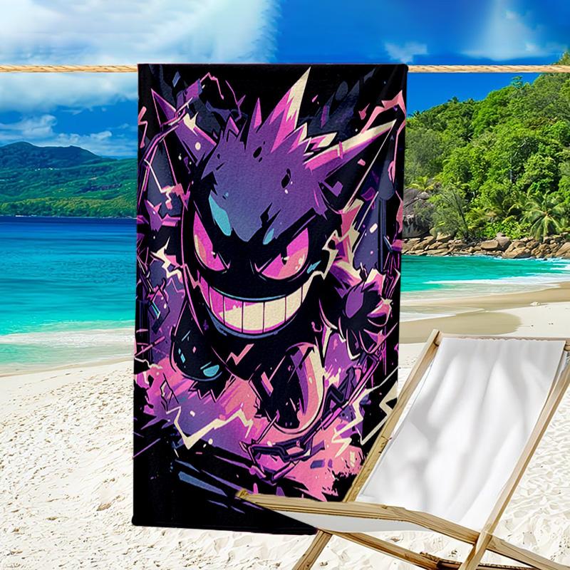 1pc Gengar1 Beach Towel, Beach and Seaside Swimming Pool Equipment, Fashion Pattern, Rectangular, Travel Essentials